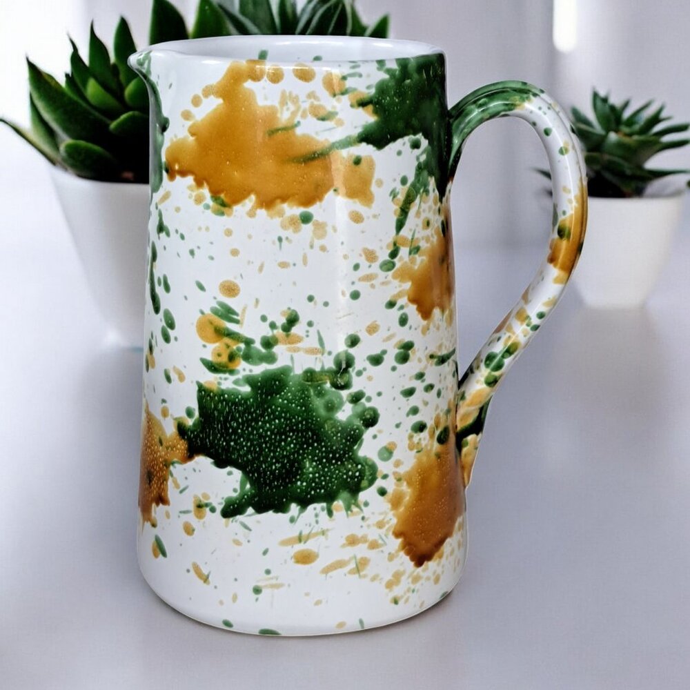 The Conran Shop For Hudson Grace Splatter Green & Yellow Pitcher RARE